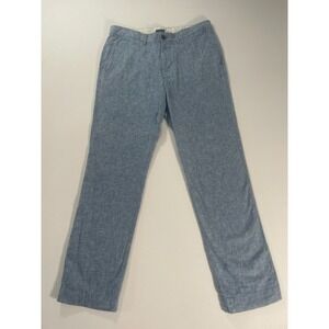 J. Crew Mens Straight Fit Linen Cotton Blend Pants Blue Style #BH747 32x32